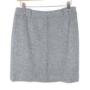 TALBOTS Grey Wool Blend Herringbone Pencil Skirt w/ Tab Belt Loops Size 8p